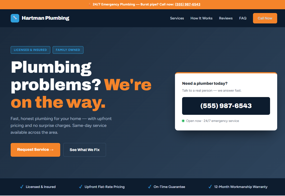 Hartman Plumbing website