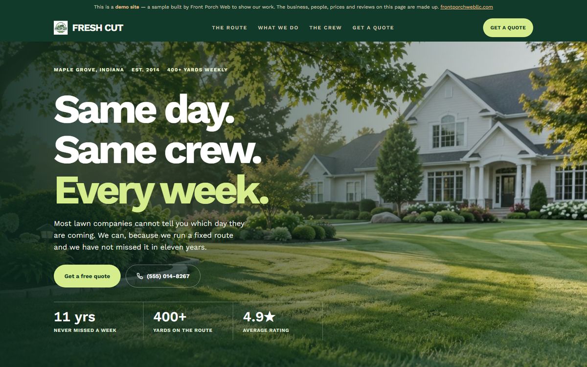Fresh Cut Lawn Care homepage