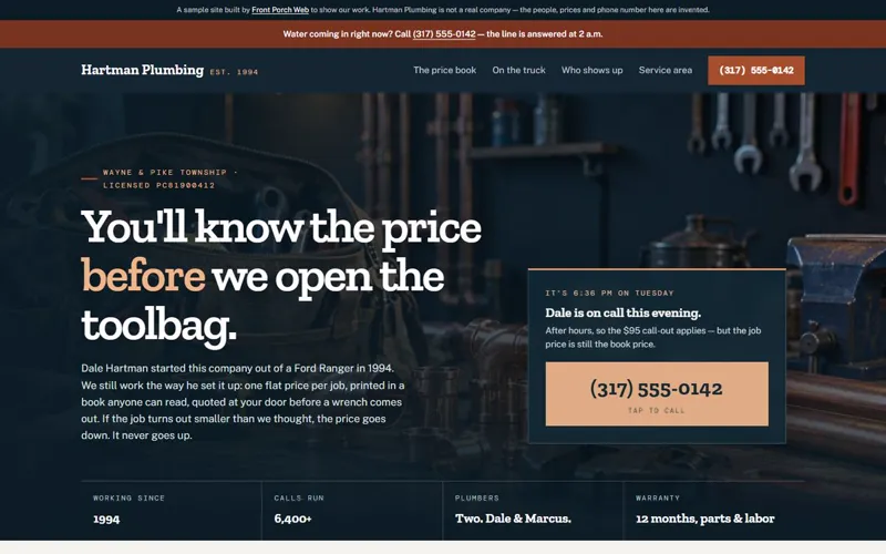 Hartman Plumbing homepage