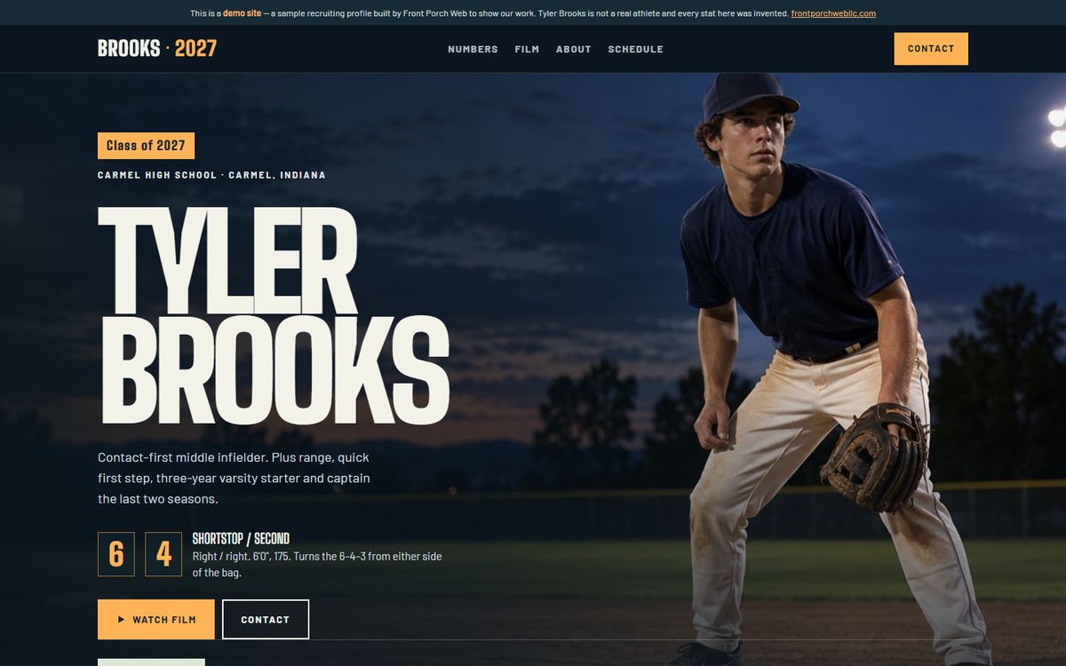 College recruiting profile homepage